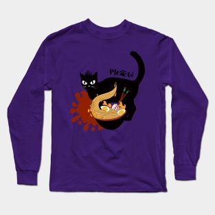 Cat Eating Ramen Long Sleeve T-Shirt